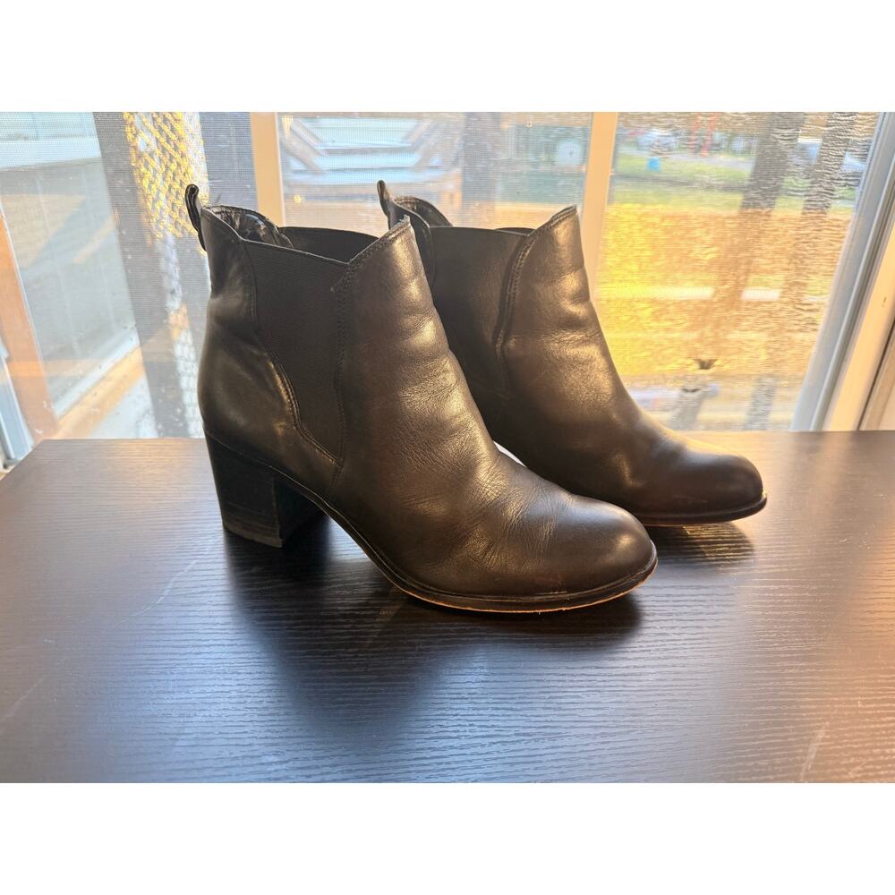 Sam Edelman Black Leather Chelsea Ankle Boots Women’s Size 10 Block Heel